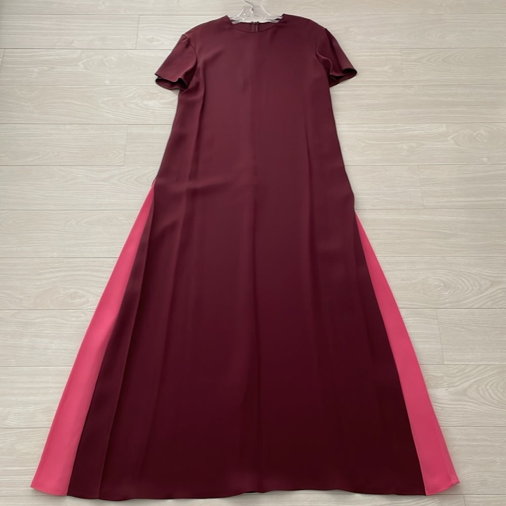 Valentino Burgundy & Pink Column Silk Maxi Dress